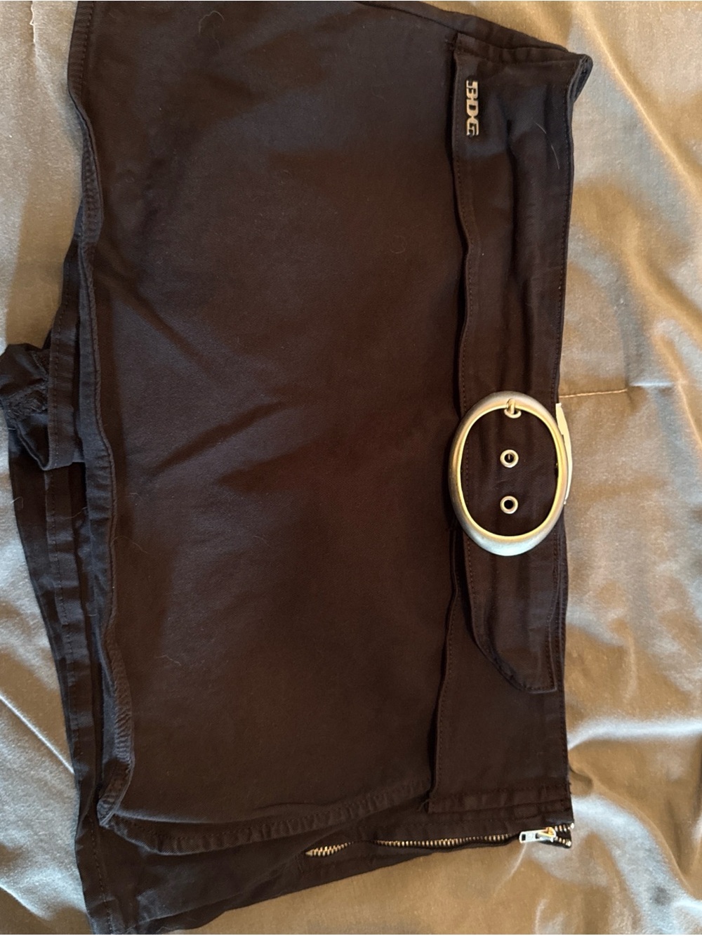 Black Mini Skort with Silver Oval Buckle